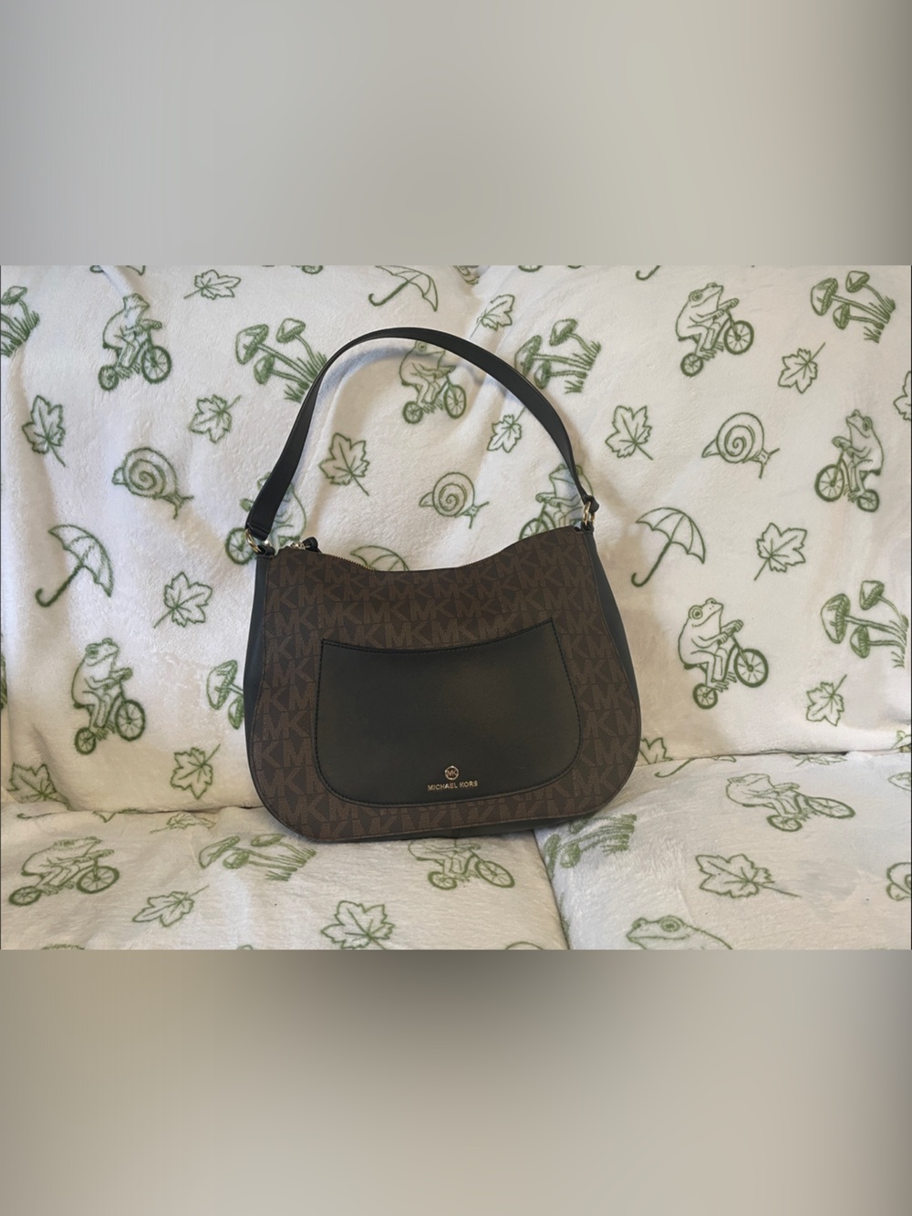 Michael Kors Brown Logo Shoulder Bag with Black Trim/ like new